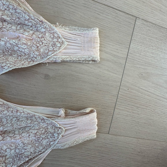 1930s antique silk slip dress nightgown vintage pink peach lace hand sewn - Picture 6 of 8